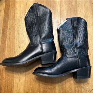 Old West Black Leather Western Boots